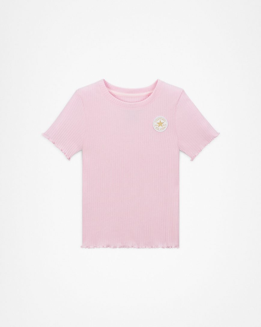 T-Shirts Fete Converse Scurte Sleeve Cu Nervuri Baby Doll Roz | RO 13UCKT280